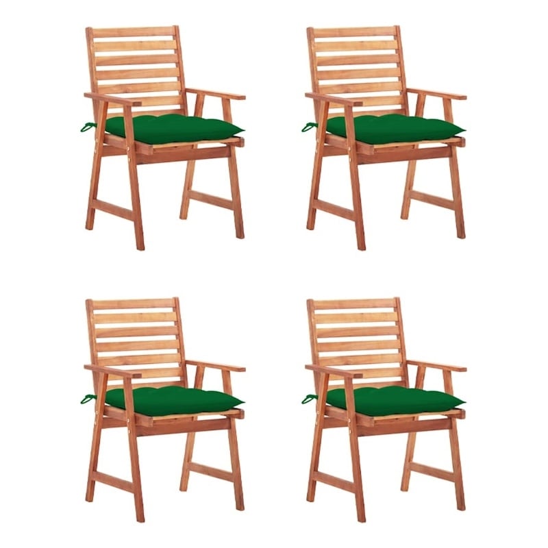 vidaXL Patio Dining Chairs 4 pcs with Cushions Solid Acacia Wood