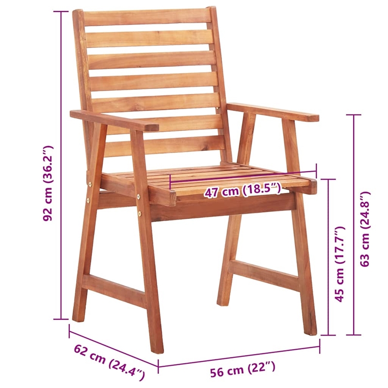 vidaXL Patio Dining Chairs 8 pcs with Cushions Solid Acacia Wood