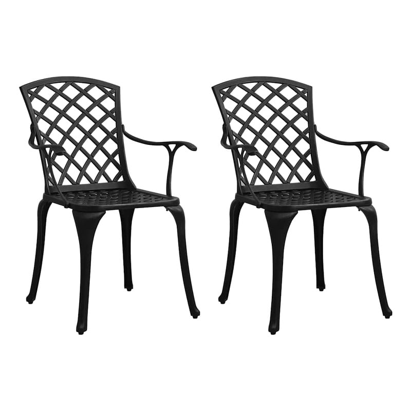 vidaXL Patio Chairs 2 pcs Cast Aluminum Black