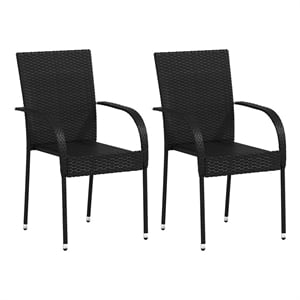 vidaXL Stackable Patio Chairs 2 pcs Poly Rattan Black