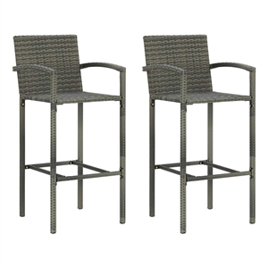 vidaXL Bar Stools 2 pcs Gray Poly Rattan