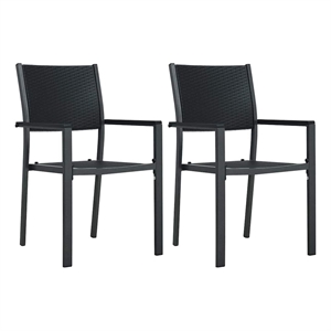 vidaXL Patio Chairs 2 pcs Black Plastic Rattan Look