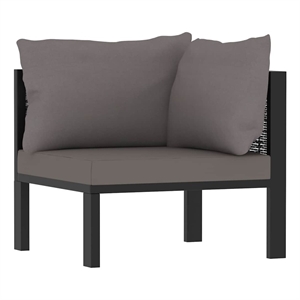 vidaXL Sectional Corner Sofa with Left Armrest Poly Rattan Anthracite