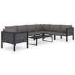 vidaXL Sectional Corner Sofa with Left Armrest Poly Rattan Anthracite