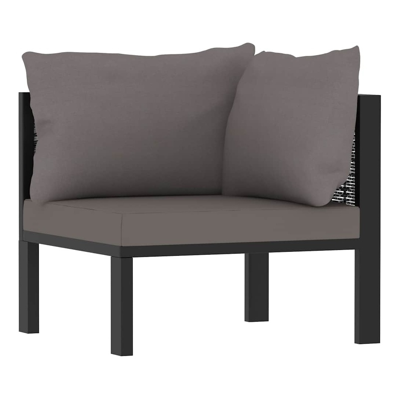 vidaXL Sectional Corner Sofa with Left Armrest Poly Rattan Anthracite