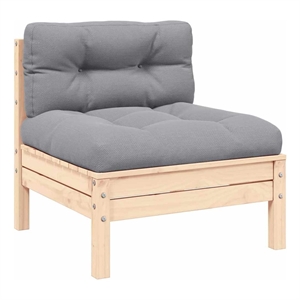 vidaXL Patio Middle Sofa with Gray Cushions Solid Pinewood