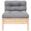 vidaXL Patio Middle Sofa with Gray Cushions Solid Pinewood