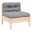 vidaXL Patio Middle Sofa with Gray Cushions Solid Pinewood