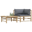 vidaXL 2 Piece Patio Lounge Set with Dark Gray Cushions Bamboo