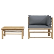 vidaXL 2 Piece Patio Lounge Set with Dark Gray Cushions Bamboo
