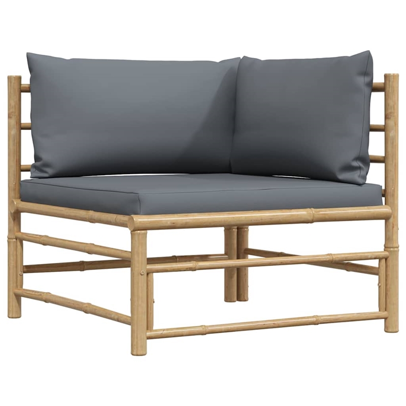 vidaXL 2 Piece Patio Lounge Set with Dark Gray Cushions Bamboo