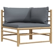 vidaXL 2 Piece Patio Lounge Set with Dark Gray Cushions Bamboo