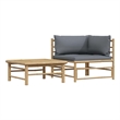 vidaXL 2 Piece Patio Lounge Set with Dark Gray Cushions Bamboo