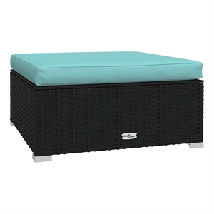 vidaXL Patio Footrest with Cushion Black 27.6&quotx27.6&quotx11.8&quot Poly Rattan