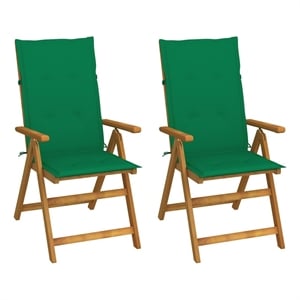 vidaXL Patio Reclining Chairs 2 pcs with Cushions Solid Acacia Wood