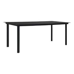 vidaXL Patio Dining Table Black 74.8&quotx35.4&quotx29.1&quot Steel and Glass