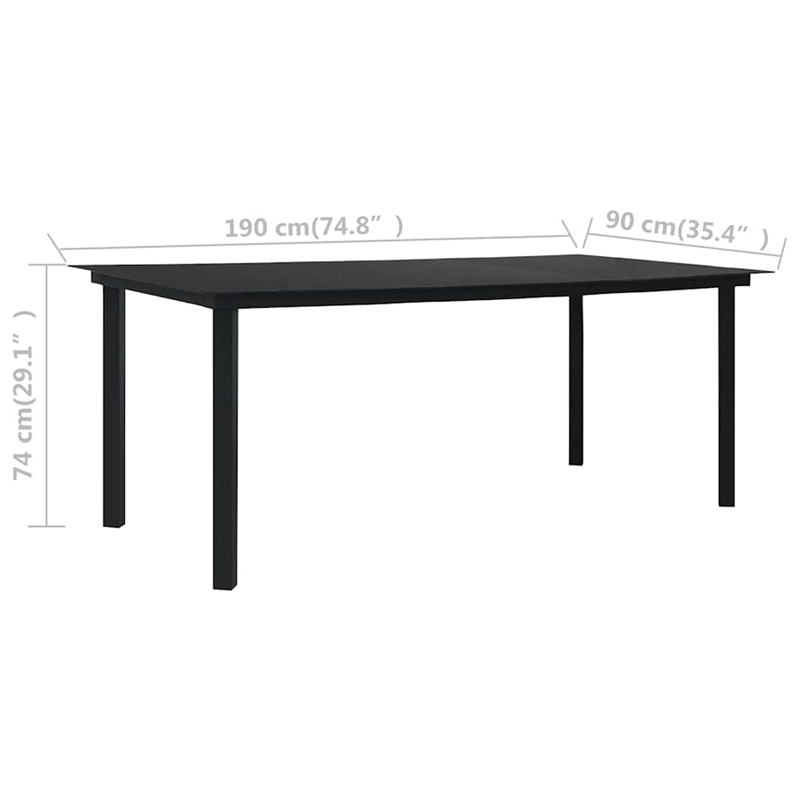 vidaXL Patio Dining Table Black 74.8