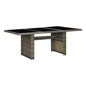 vidaXL Patio Table Brown Poly Rattan and Tempered Glass