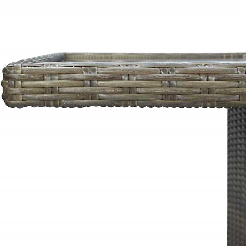vidaXL Patio Table Brown Poly Rattan and Tempered Glass