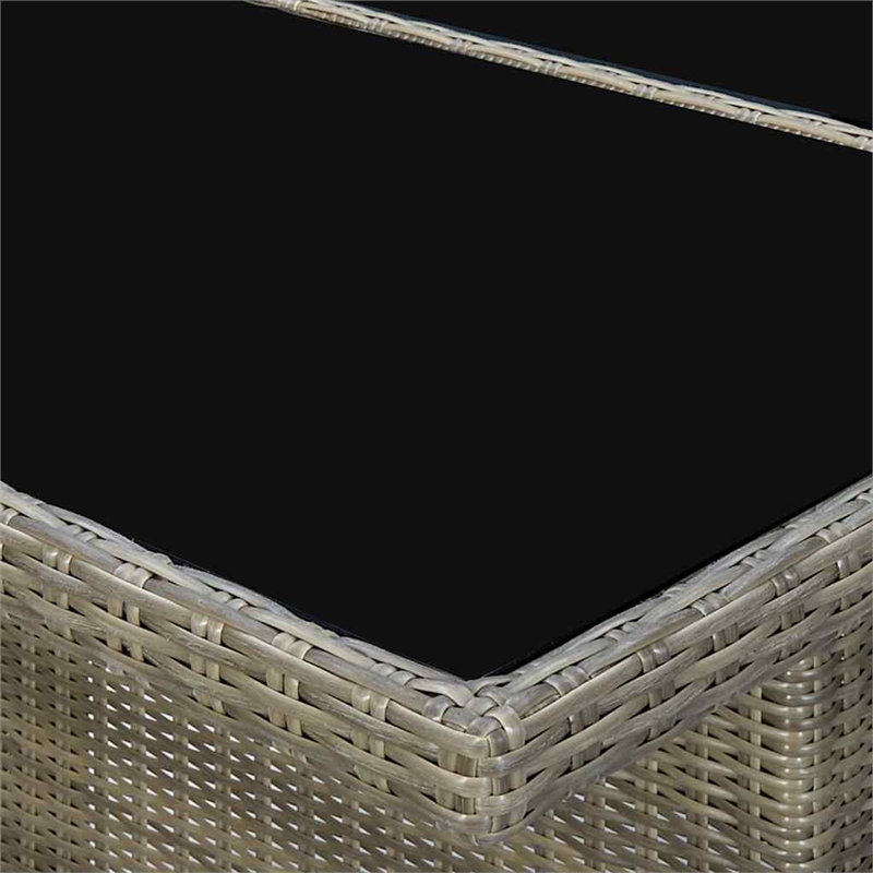 vidaXL Patio Table Brown Poly Rattan and Tempered Glass