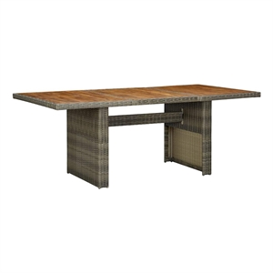 vidaXL Patio Table Brown Poly Rattan and Solid Acacia Wood