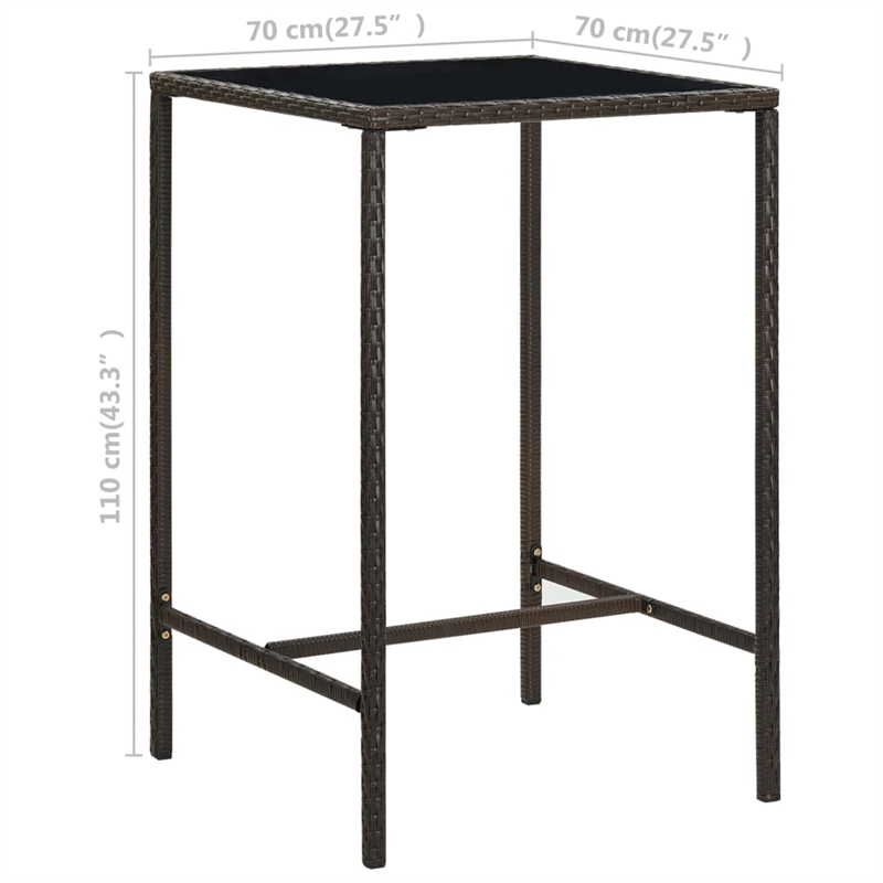 vidaXL Patio Bar Table Brown 27.6