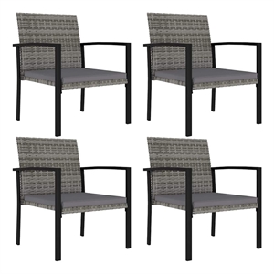 vidaXL Patio Dining Chairs 4 pcs Poly Rattan Gray