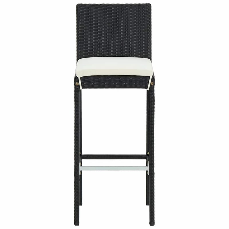 vidaXL Garden Bar Stools with Cushions 4 pcs Black Poly Rattan