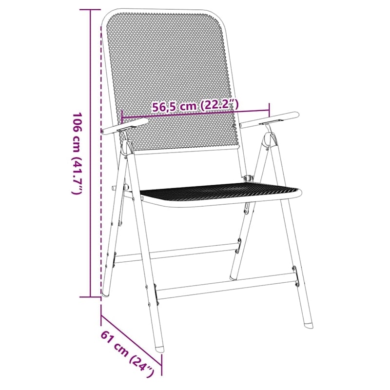 vidaXL Folding Patio Chairs 2 pcs Expanded Metal Mesh Anthracite