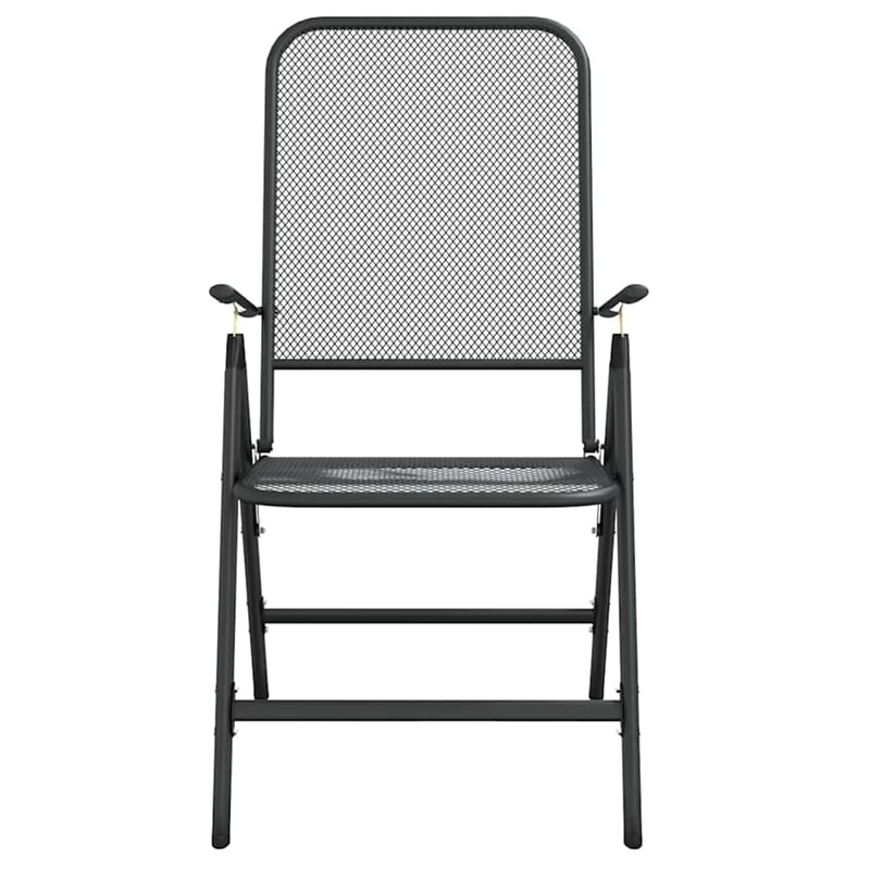 vidaXL Folding Patio Chairs 2 pcs Expanded Metal Mesh Anthracite