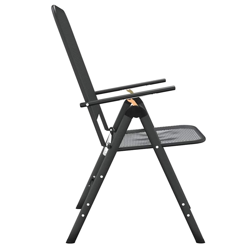 vidaXL Folding Patio Chairs 2 pcs Expanded Metal Mesh Anthracite