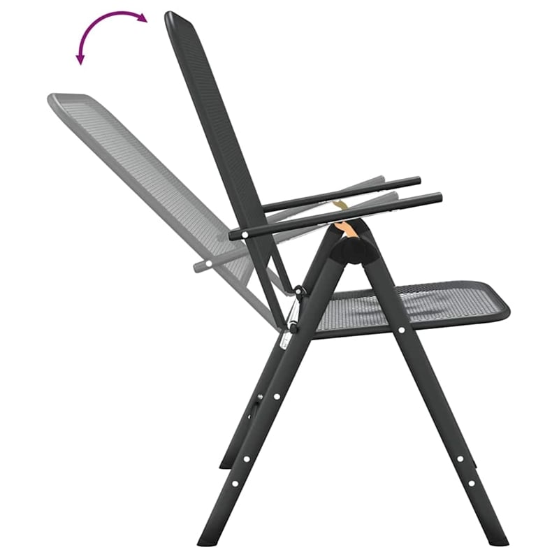vidaXL Folding Patio Chairs 2 pcs Expanded Metal Mesh Anthracite