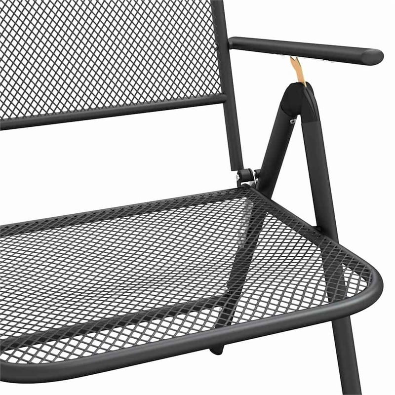 vidaXL Folding Patio Chairs 2 pcs Expanded Metal Mesh Anthracite