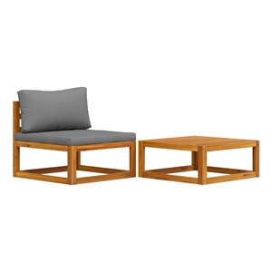 vidaXL 2 Piece Patio Sofa Set with Cushion Solid Acacia Wood
