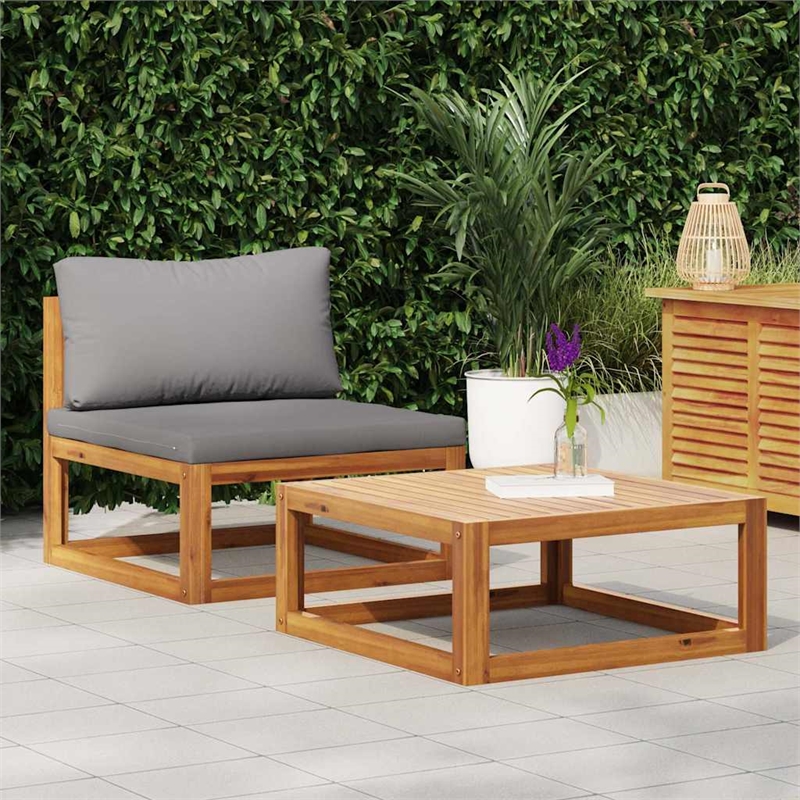 vidaXL 2 Piece Patio Sofa Set with Cushion Solid Acacia Wood