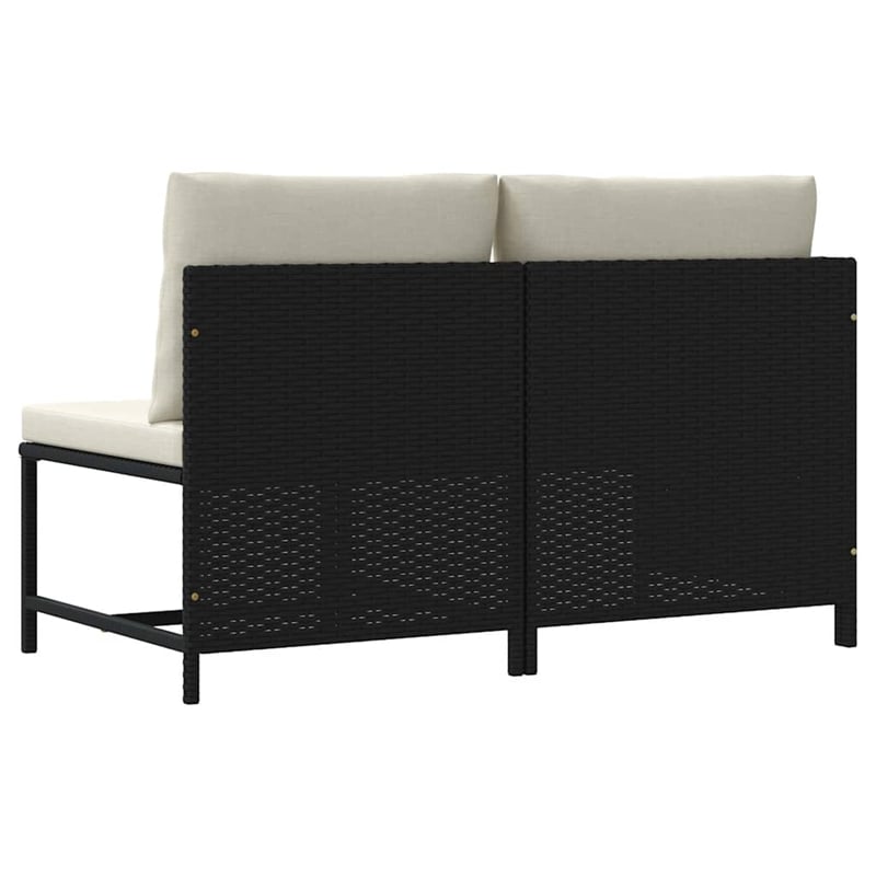 vidaXL 2 Piece Patio Sofa Set with Cushions Black Poly Rattan