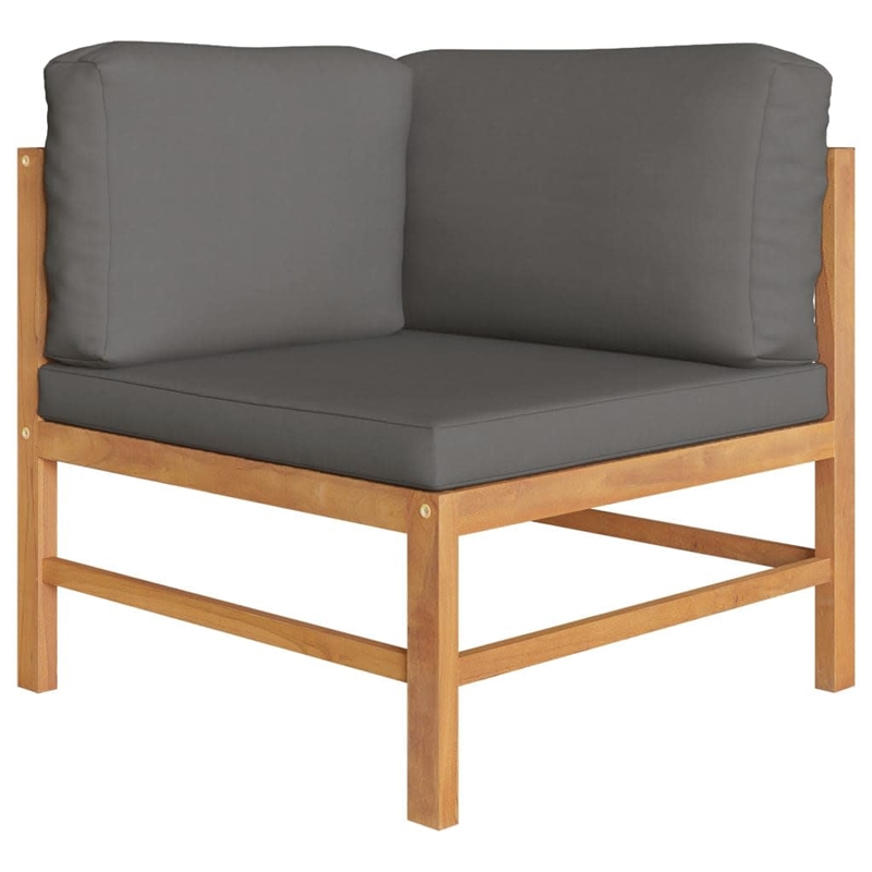 vidaXL Corner Sofas 2 pcs with Dark Gray Cushions Solid Teak Wood