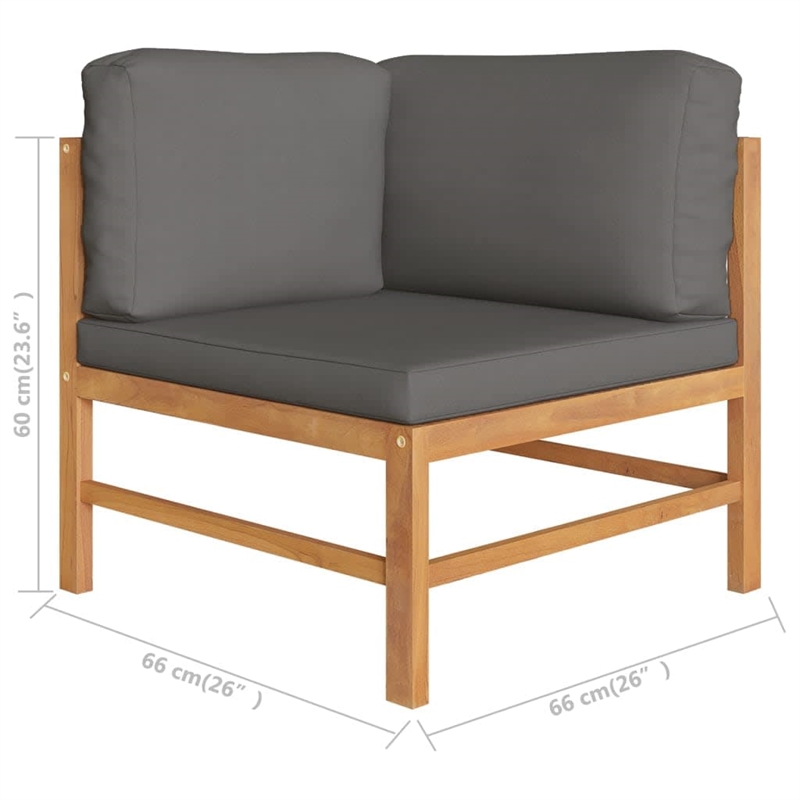 vidaXL Corner Sofas 2 pcs with Dark Gray Cushions Solid Teak Wood