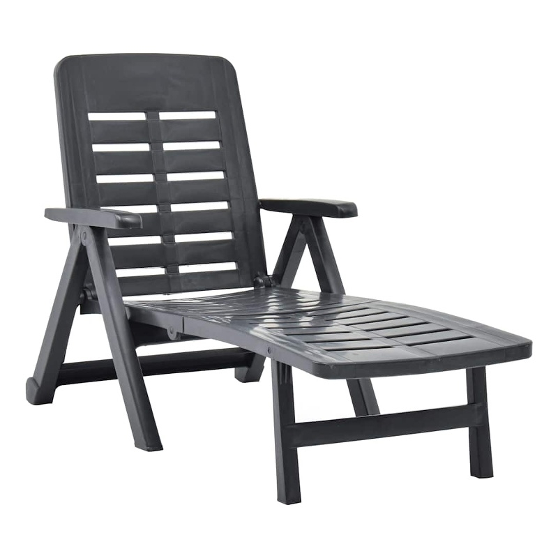 vidaXL Folding Sun Lounger Plastic Anthracite