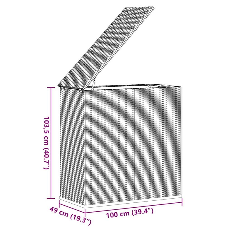 vidaXL Patio Cushion Box PE Rattan Gray 40.7