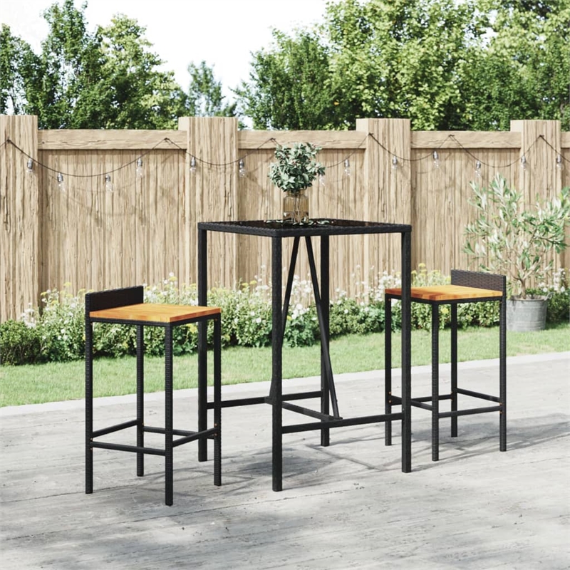 vidaXL Bar Table with Glass Top Black 27.6