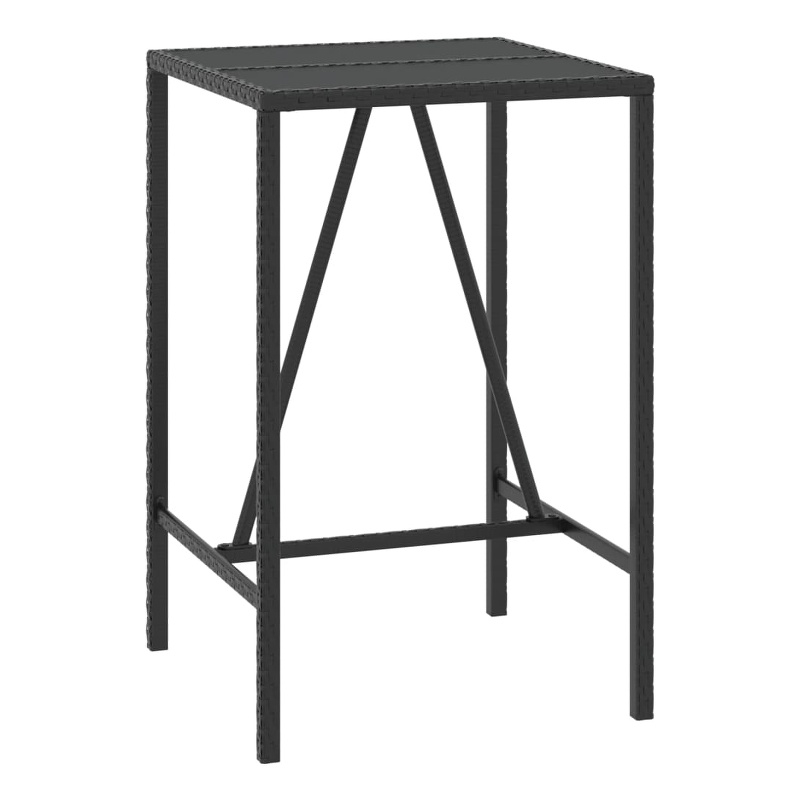 vidaXL Bar Table with Glass Top Black 27.6