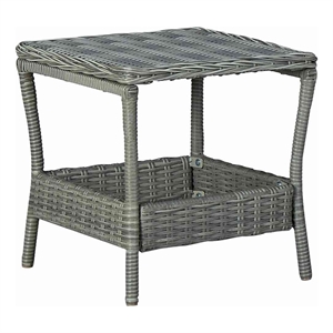 vidaXL Patio Table Light Gray 17.7&quotx17.7&quotx18.3&quot Poly Rattan