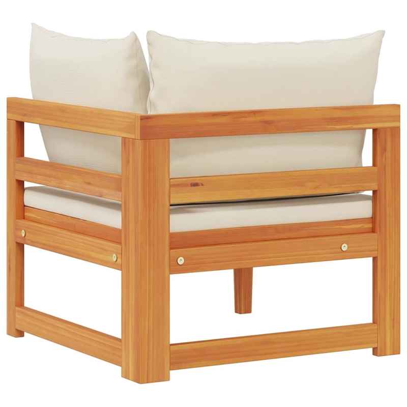 vidaXL Corner Sofa with Cream White Cushions Solid Acacia Wood