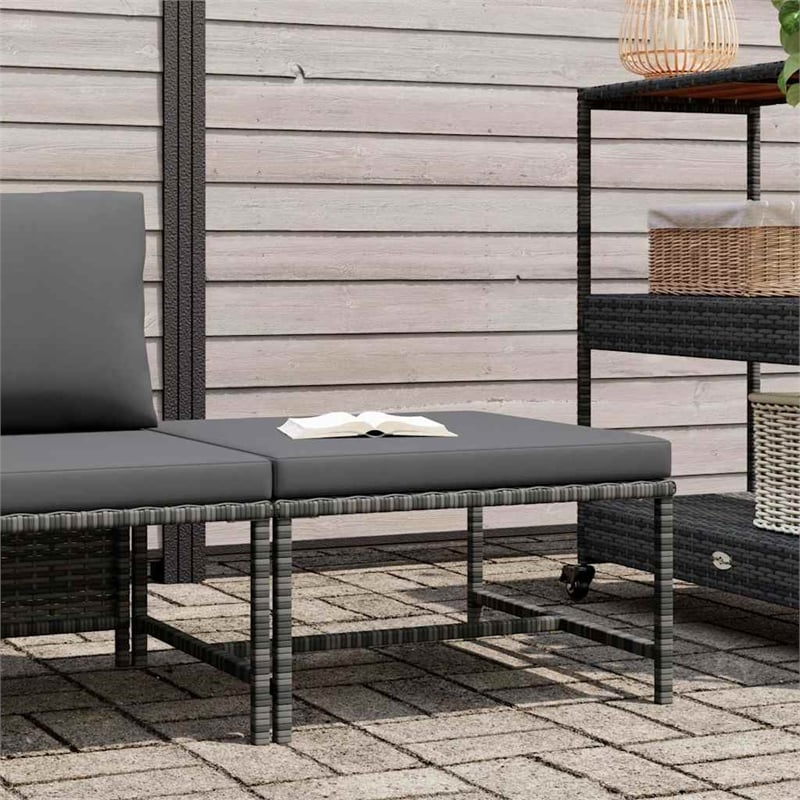 vidaXL Sectional Footrest with Cushion Gray Poly Rattan