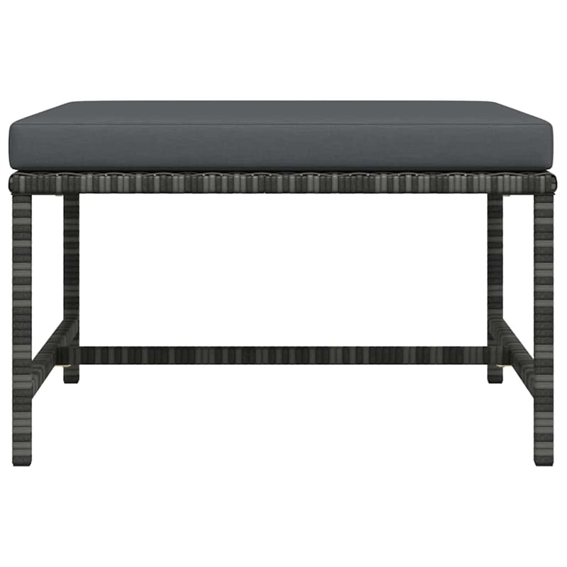 vidaXL Sectional Footrest with Cushion Gray Poly Rattan