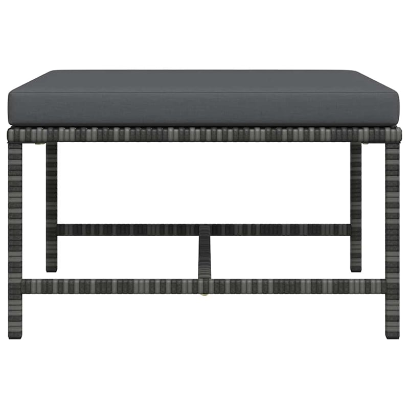 vidaXL Sectional Footrest with Cushion Gray Poly Rattan