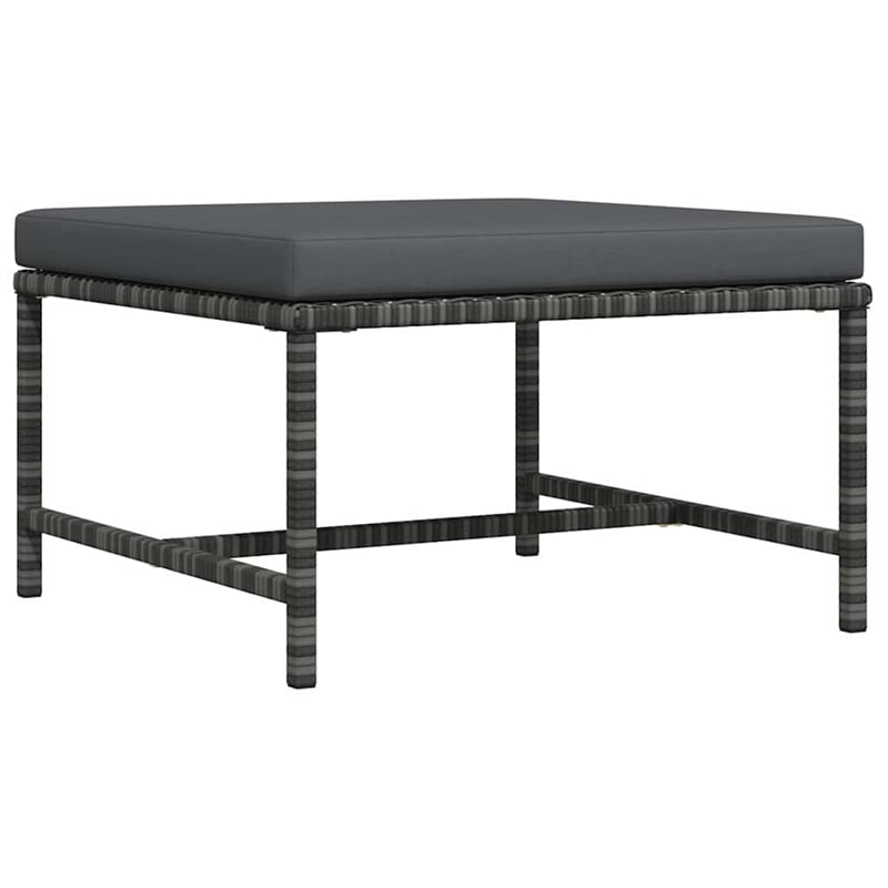vidaXL Sectional Footrest with Cushion Gray Poly Rattan