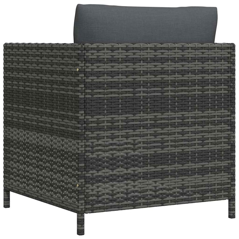 vidaXL Patio Sofa with Cushions Gray Poly Rattan
