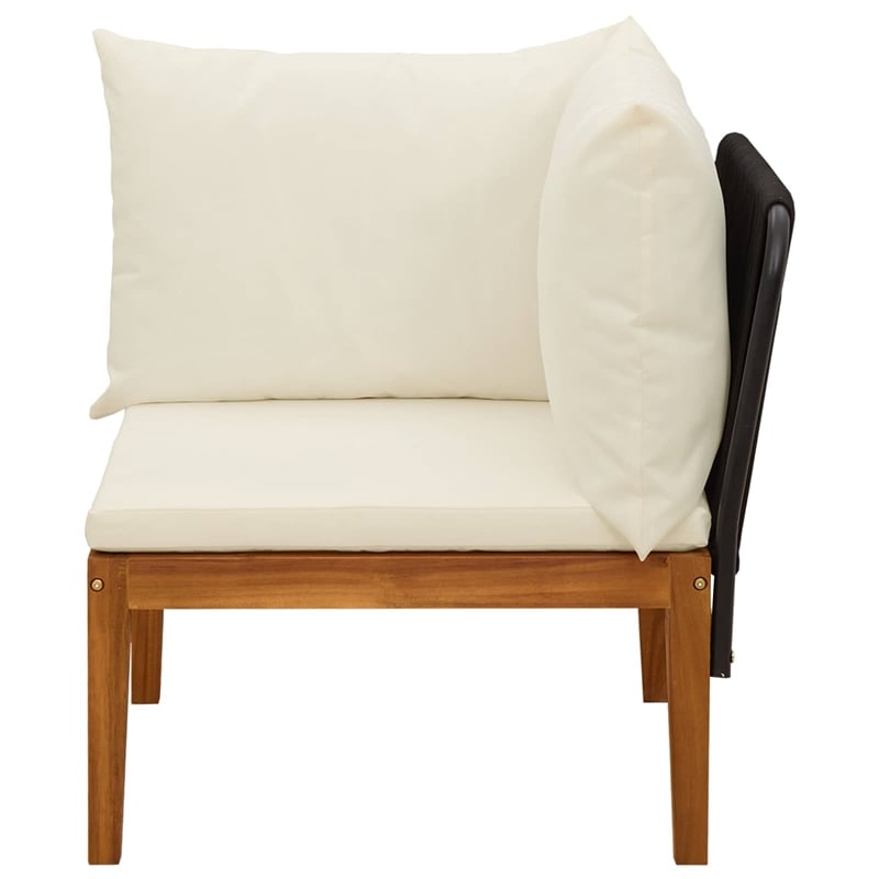 vidaXL Garden Corner Sofa with Cushions Solid Acacia Wood & Rope